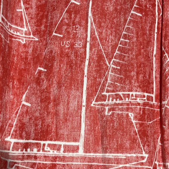 VTG Kahala Mens Hawaiian Shirt Large Red Sailboats 1/4 Button Collared Pullover - Picture 7 of 12